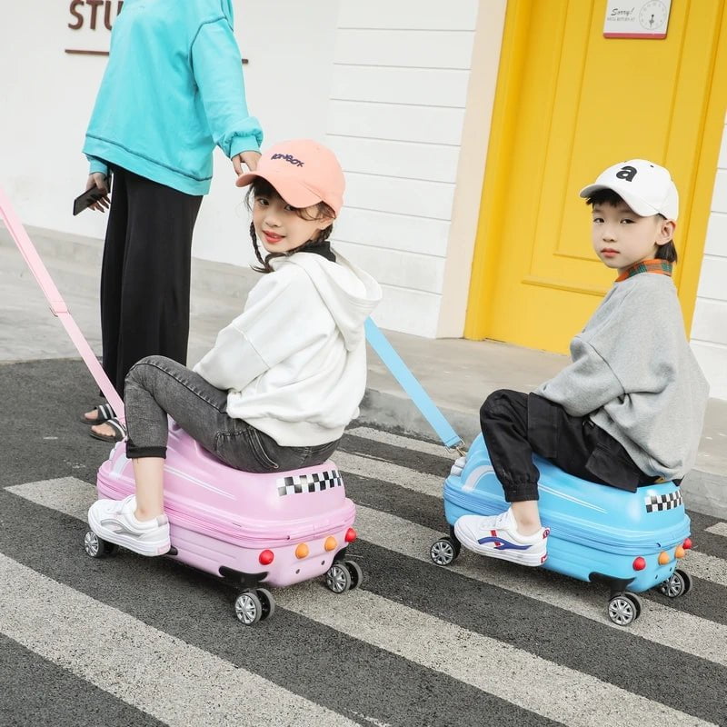 Storazone Children Rolling Luggage Spinner 3D Scooter Suitcase For Kids Cabin Trolley Student Travel Bag Cute Baby Carry On Trunk