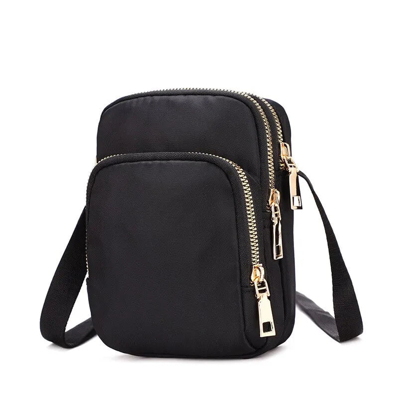 Storazone China / Black Women Bag Waterproof Shoulder Bag Crossbody Zipper Mobile Phone Lady Female Multifunction Handbag Wrist Purse Womens Pouch