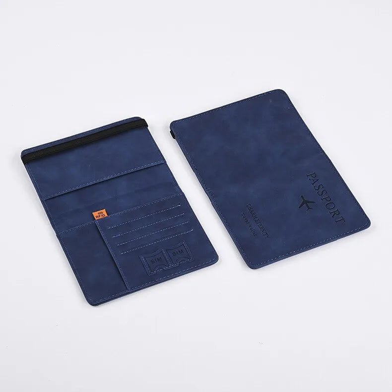 Storazone CHINA / Blue Men PU Leather Wallet Travel Passport Purse Card Male Travel Accessories Hand Carry Passport Business Cards Holder Wallet