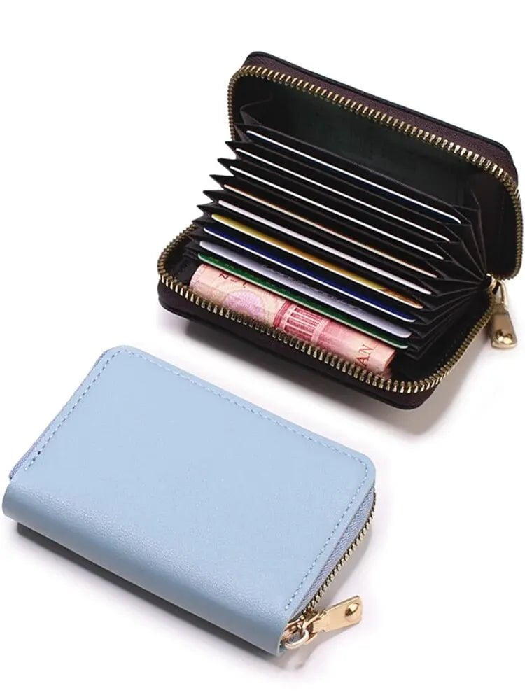 Storazone CHINA / Blue sky Fashion Purse Large Capacity Multi Lip Small Card Bag New Solid Color Portable Waterproof Cards Pack Coin Bag For Women And Men