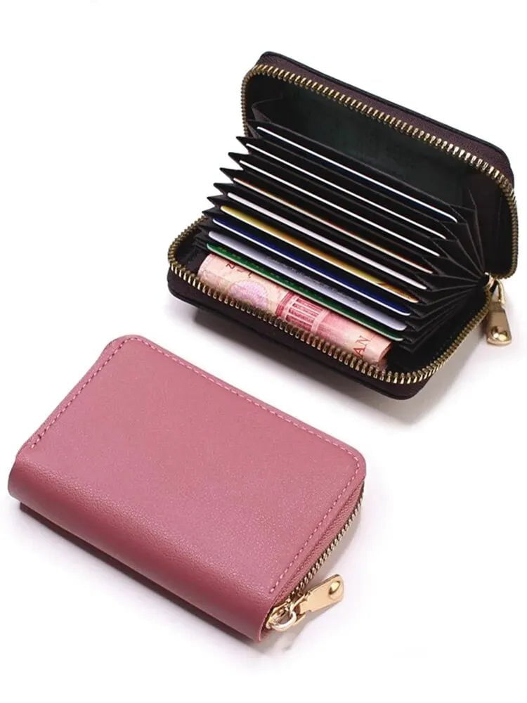 Storazone CHINA / Dark pink Fashion Purse Large Capacity Multi Lip Small Card Bag New Solid Color Portable Waterproof Cards Pack Coin Bag For Women And Men