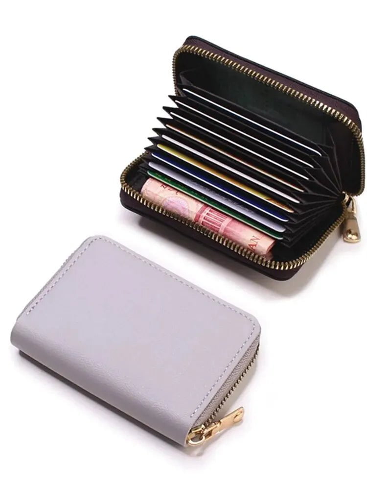 Storazone CHINA / Grey Fashion Purse Large Capacity Multi Lip Small Card Bag New Solid Color Portable Waterproof Cards Pack Coin Bag For Women And Men