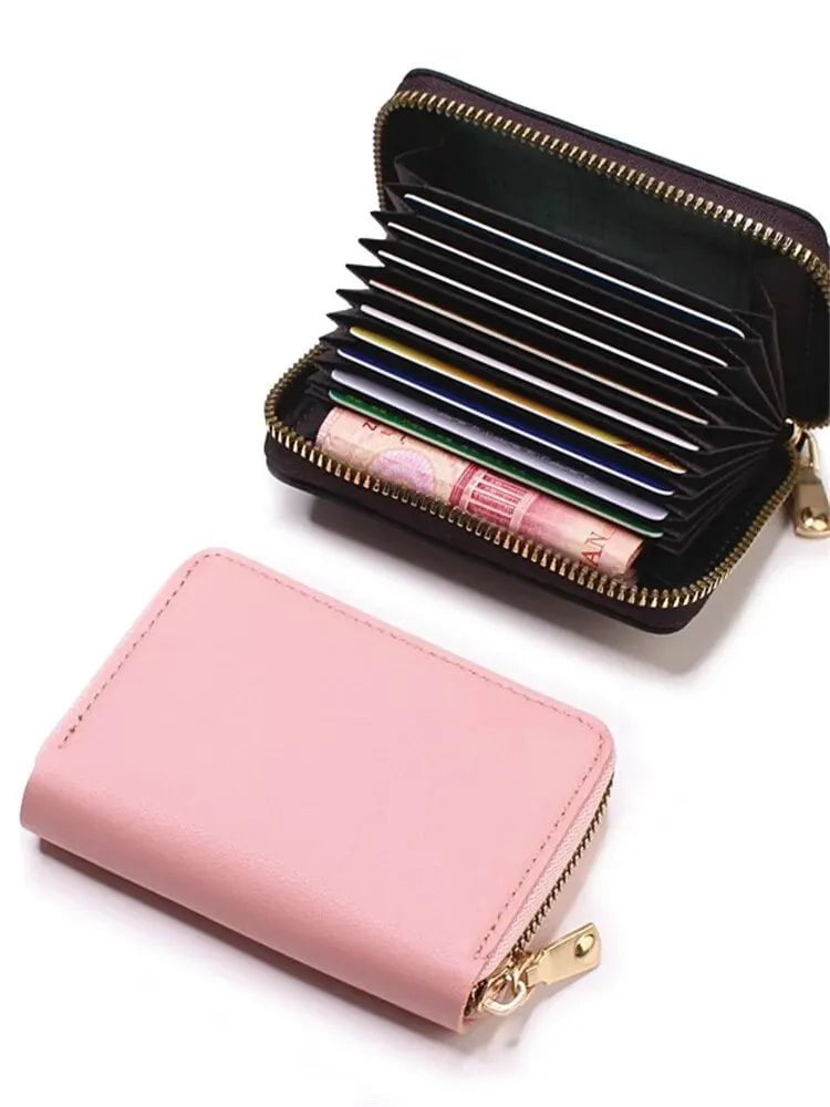 Storazone CHINA / Pink Fashion Purse Large Capacity Multi Lip Small Card Bag New Solid Color Portable Waterproof Cards Pack Coin Bag For Women And Men