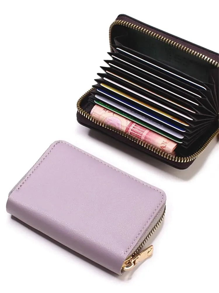 Storazone CHINA / Purple Fashion Purse Large Capacity Multi Lip Small Card Bag New Solid Color Portable Waterproof Cards Pack Coin Bag For Women And Men