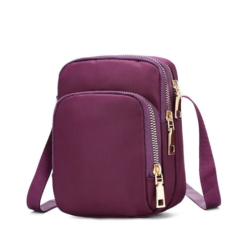 Storazone China / Purple Women Bag Waterproof Shoulder Bag Crossbody Zipper Mobile Phone Lady Female Multifunction Handbag Wrist Purse Womens Pouch