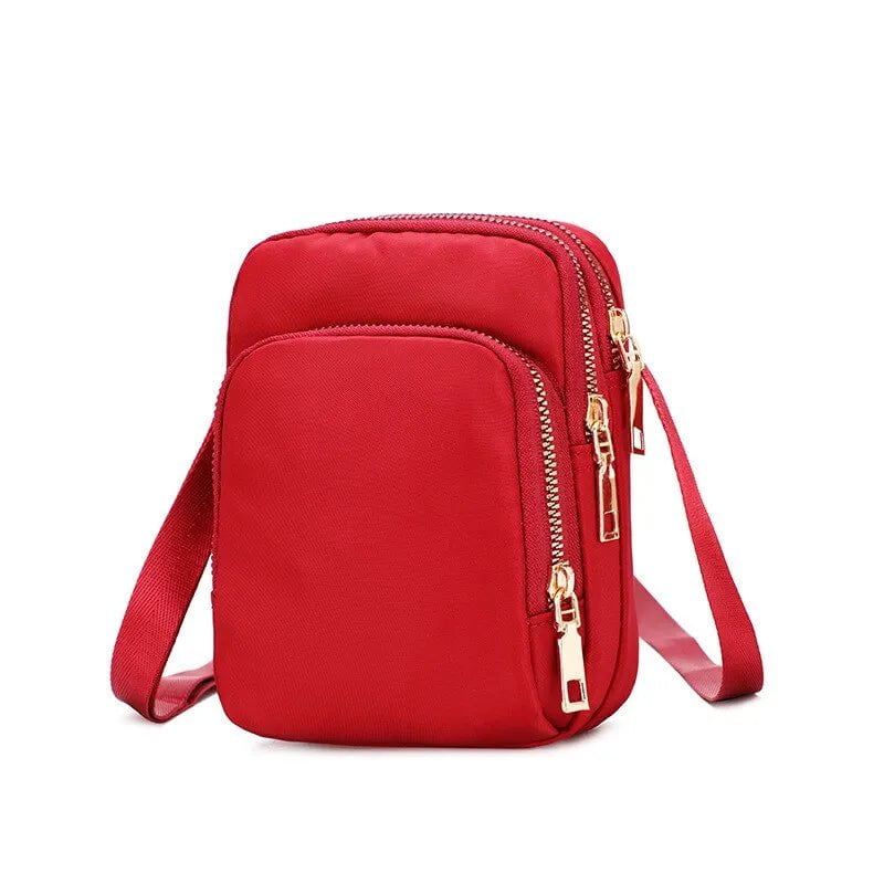 Storazone China / Red Women Bag Waterproof Shoulder Bag Crossbody Zipper Mobile Phone Lady Female Multifunction Handbag Wrist Purse Womens Pouch