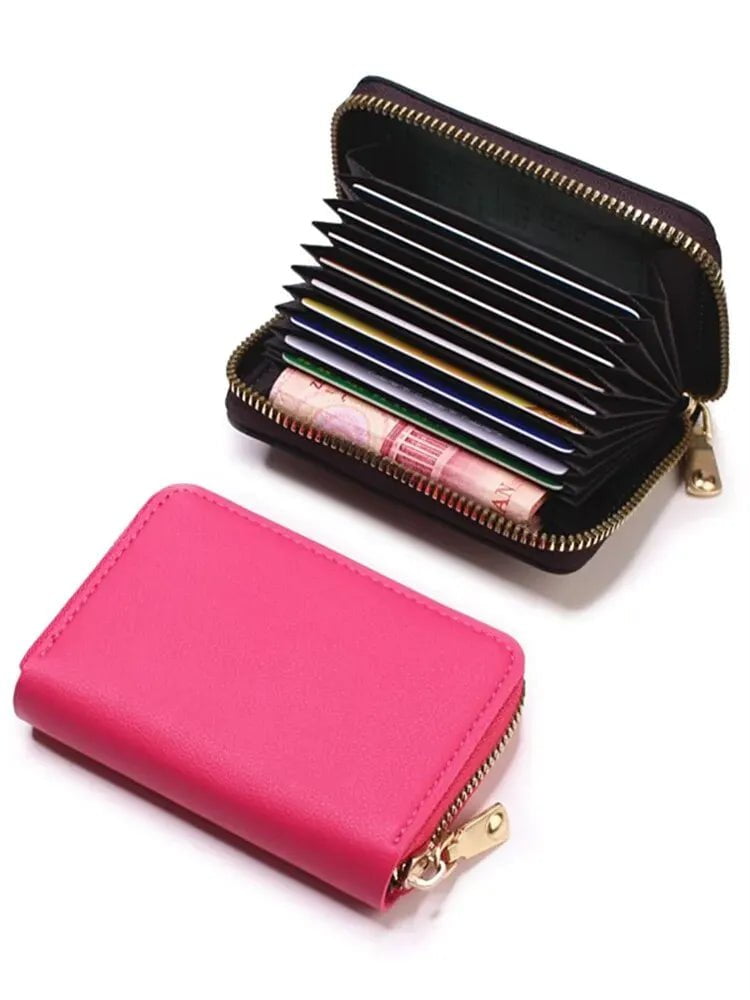 Storazone CHINA / Rose red Fashion Purse Large Capacity Multi Lip Small Card Bag New Solid Color Portable Waterproof Cards Pack Coin Bag For Women And Men