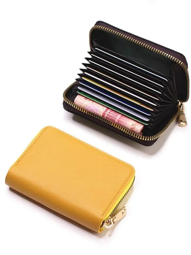 Storazone CHINA / Yellow Fashion Purse Large Capacity Multi Lip Small Card Bag New Solid Color Portable Waterproof Cards Pack Coin Bag For Women And Men