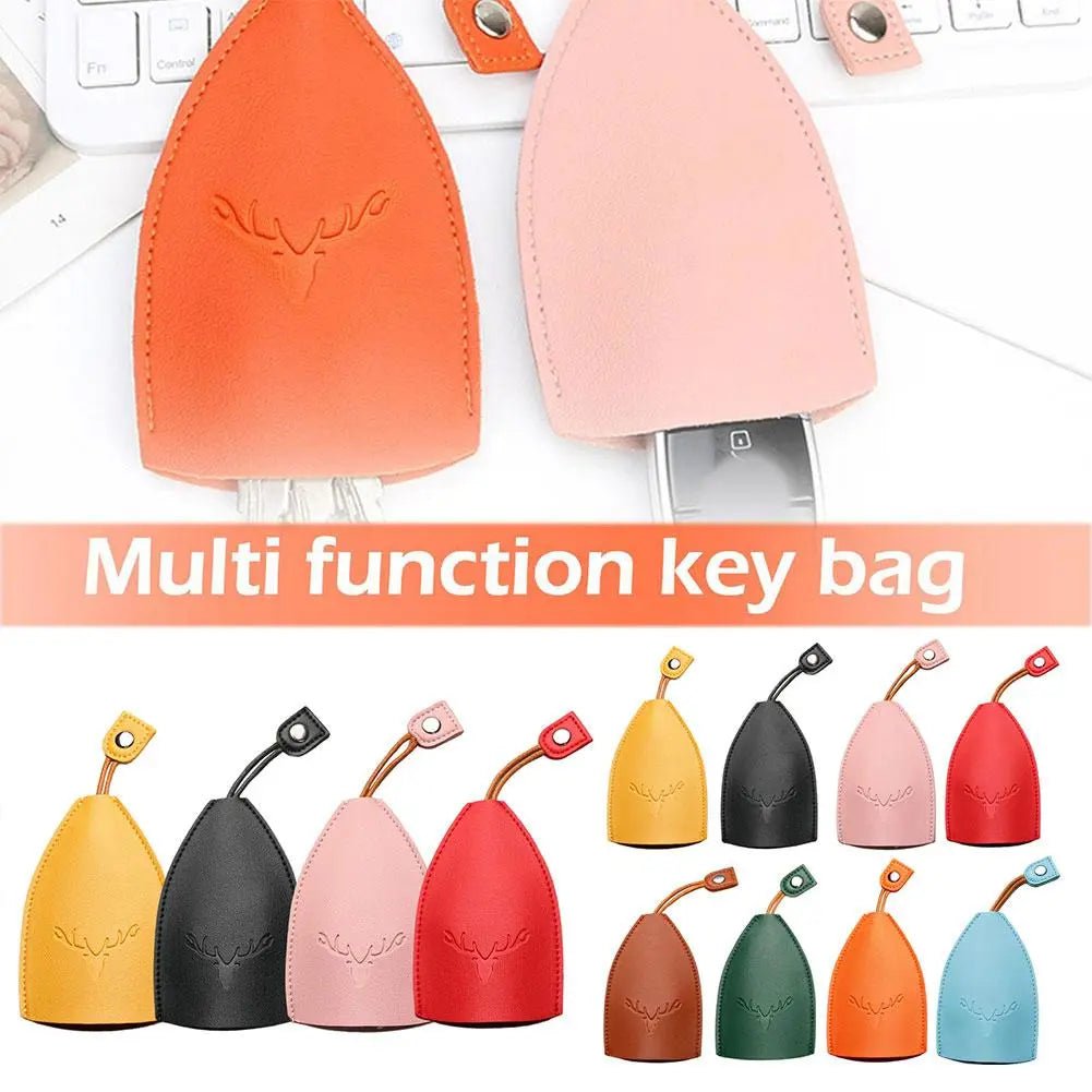 Storazone Christmas Elk Key Box Cute Pull Out Key Wallets Case PU Leather Key Case Pull Type Pocket Key Holder For Keys Leather keychain