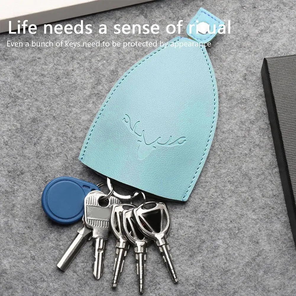 Storazone Christmas Elk Key Box Cute Pull Out Key Wallets Case PU Leather Key Case Pull Type Pocket Key Holder For Keys Leather keychain