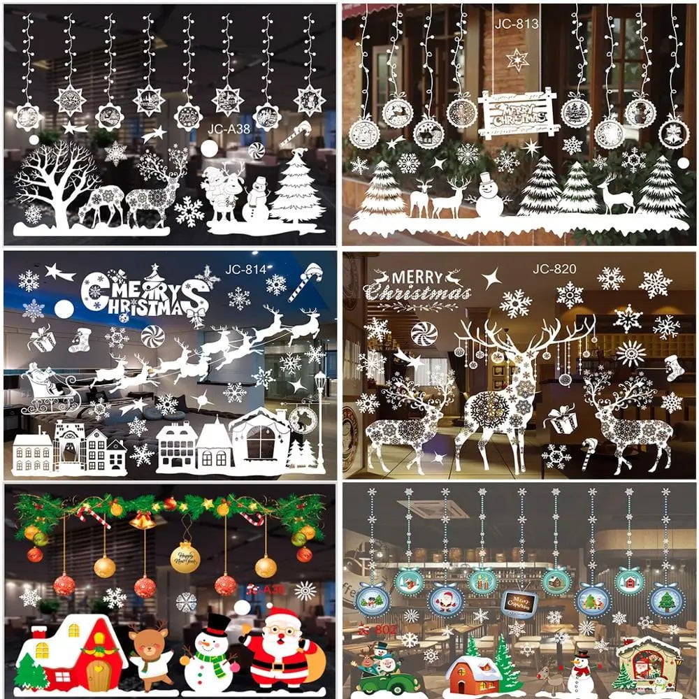 Storazone Christmas Window Stickers Christmas Wall Sticker Kids Room Wall Decals Merry Christmas Decorations For Home New Year Stickers