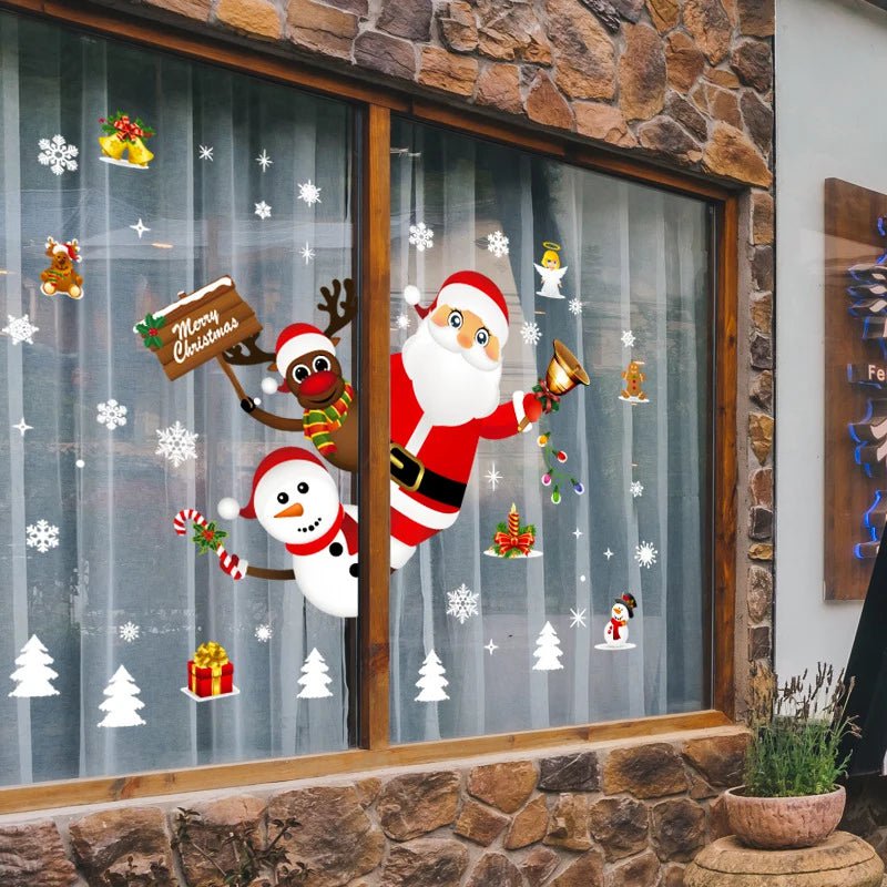 Storazone Christmas Window Stickers Christmas Wall Sticker Kids Room Wall Decals Merry Christmas Decorations For Home New Year Stickers