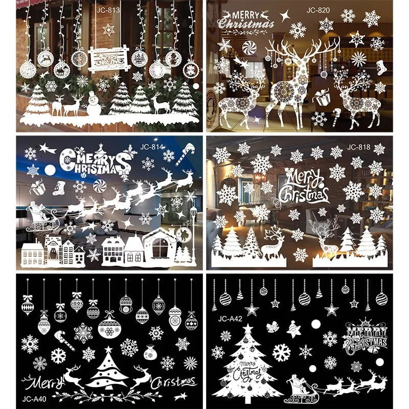 Storazone Christmas Window Stickers Christmas Wall Sticker Kids Room Wall Decals Merry Christmas Decorations For Home New Year Stickers