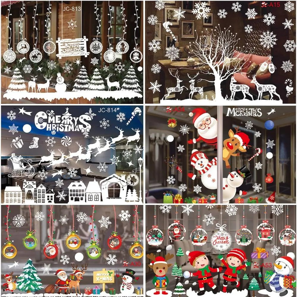 Storazone Christmas Window Stickers Christmas Wall Sticker Kids Room Wall Decals Merry Christmas Decorations For Home New Year Stickers