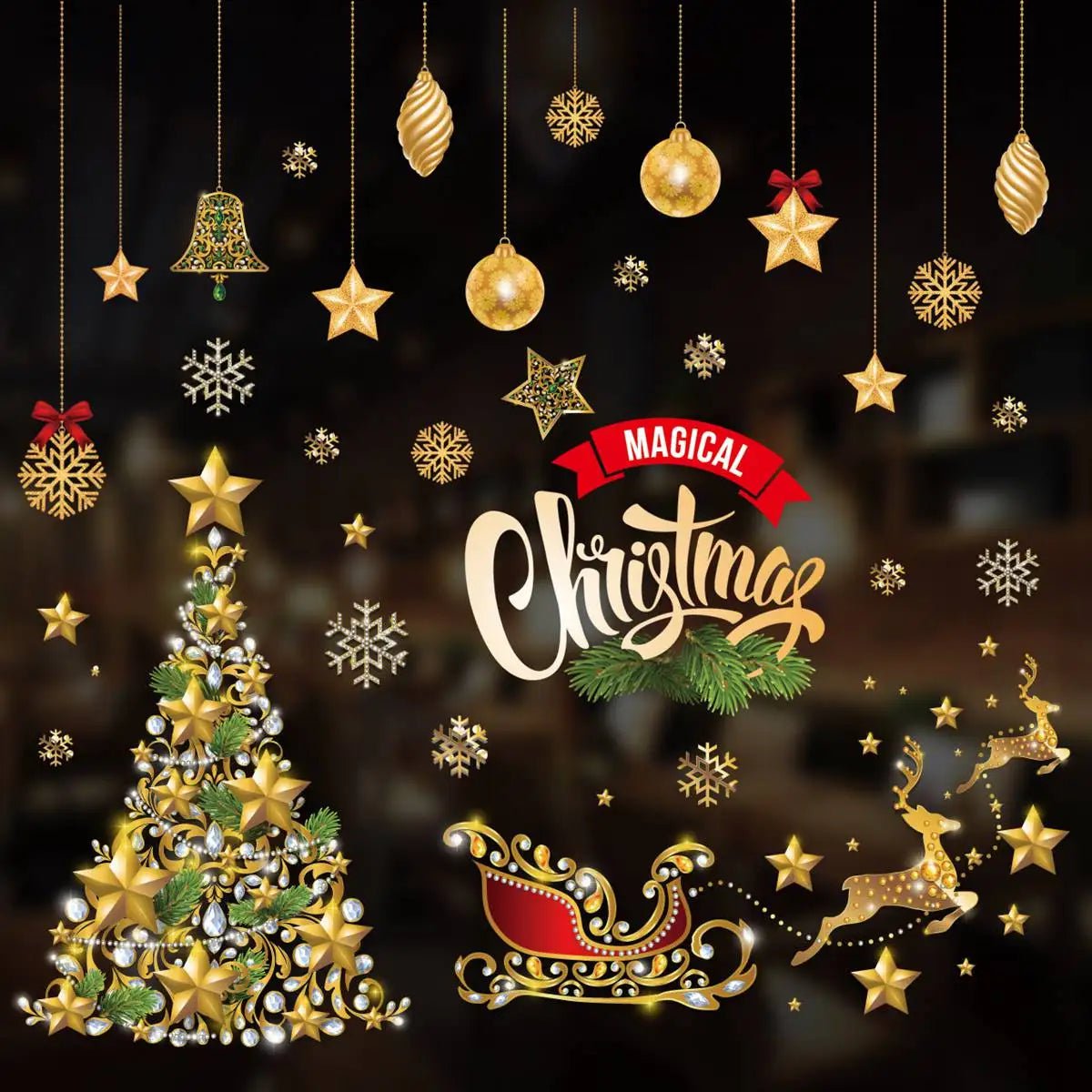 Storazone Christmas Window Stickers Christmas Wall Sticker Kids Room Wall Decals Merry Christmas Decorations For Home New Year Stickers