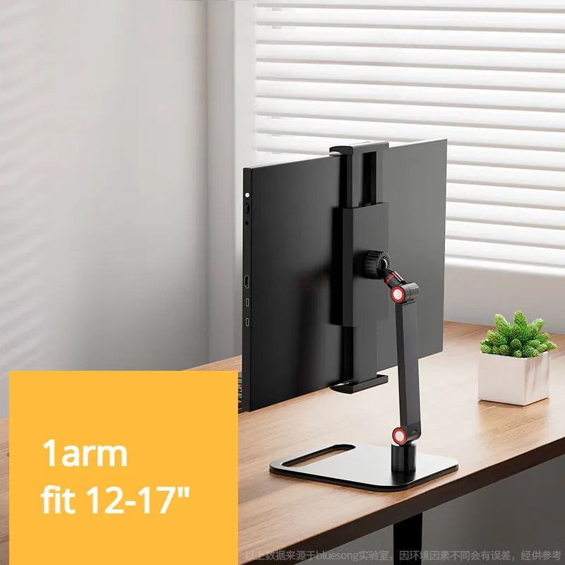 Storazone clamp 1 arm Portable Monitor Holder for 12-17.3 Inch Screen No Drilling Vesa Phone Adjustable Laptop Gaming Expandable Desktop Clamp Stand