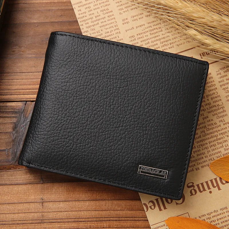 Storazone Classic Short Genuine Leather Men Wallets Fashion Coin Pocket Card Holder Men Purse Simple Quality Male Wallets