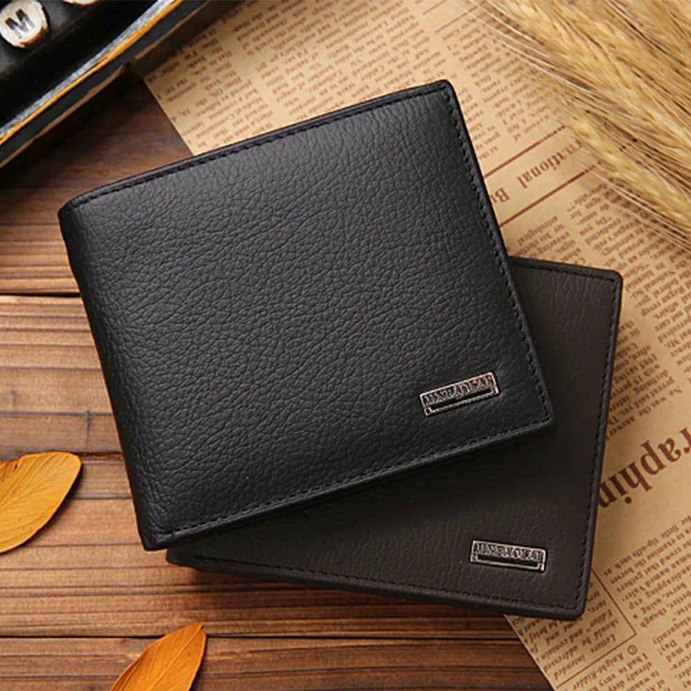 Storazone Classic Short Genuine Leather Men Wallets Fashion Coin Pocket Card Holder Men Purse Simple Quality Male Wallets