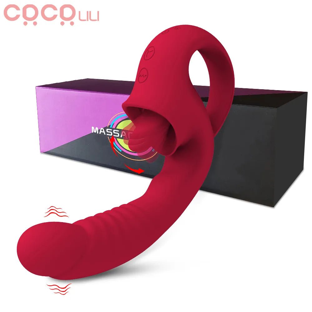 Storazone Clitoral Licking G Spot Vibrator Realistic Dildo Clitoralis Stimulator for Women with 10 Licking Vibrating Modes Rechargeable