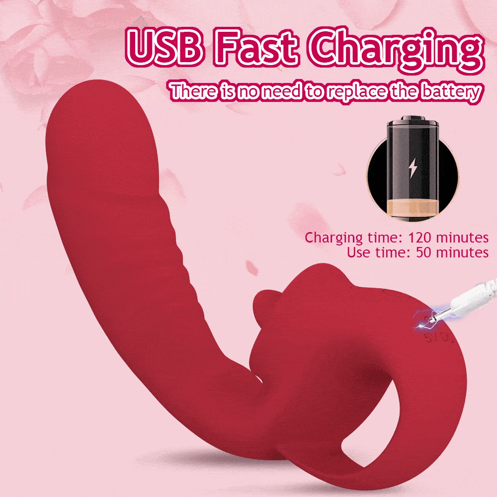 Storazone Clitoral Licking G Spot Vibrator Realistic Dildo Clitoralis Stimulator for Women with 10 Licking Vibrating Modes Rechargeable