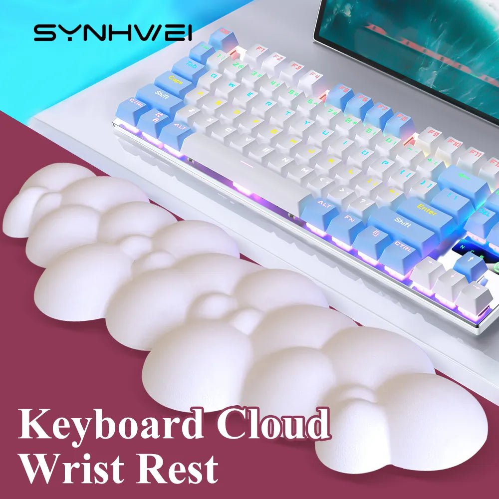 Storazone Cloud Keyboard Wrist Rest Soft Leather Memory Foam Wrist Support Cushion for Easy Typing Pain Relief Ergonomic Anti-Slip