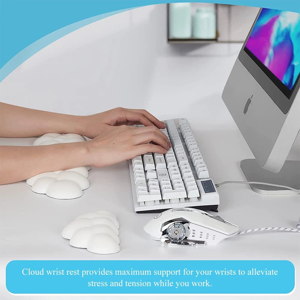 Storazone Cloud Keyboard Wrist Rest Soft Leather Memory Foam Wrist Support Cushion for Easy Typing Pain Relief Ergonomic Anti-Slip