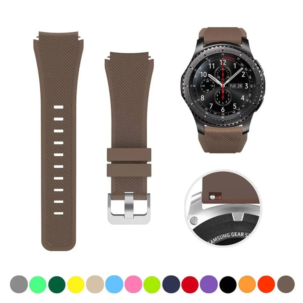 Storazone coffee 16 / 22mm / CHINA 20mm 22mm Strap For Samsung galaxy watch4 44mm/40mm 5 pro active 2 Gear s3 Silicone Correa bracelet Huawei Watch gt2/3/2e band