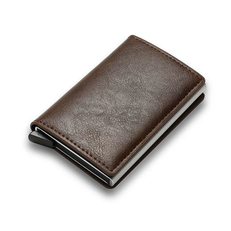 Storazone Coffee B Carbon Fiber Card Holder Wallets Men RFID Black Magic Trifold Leather Slim Mini Wallet Small Money Bag Male Purses Wallet Women