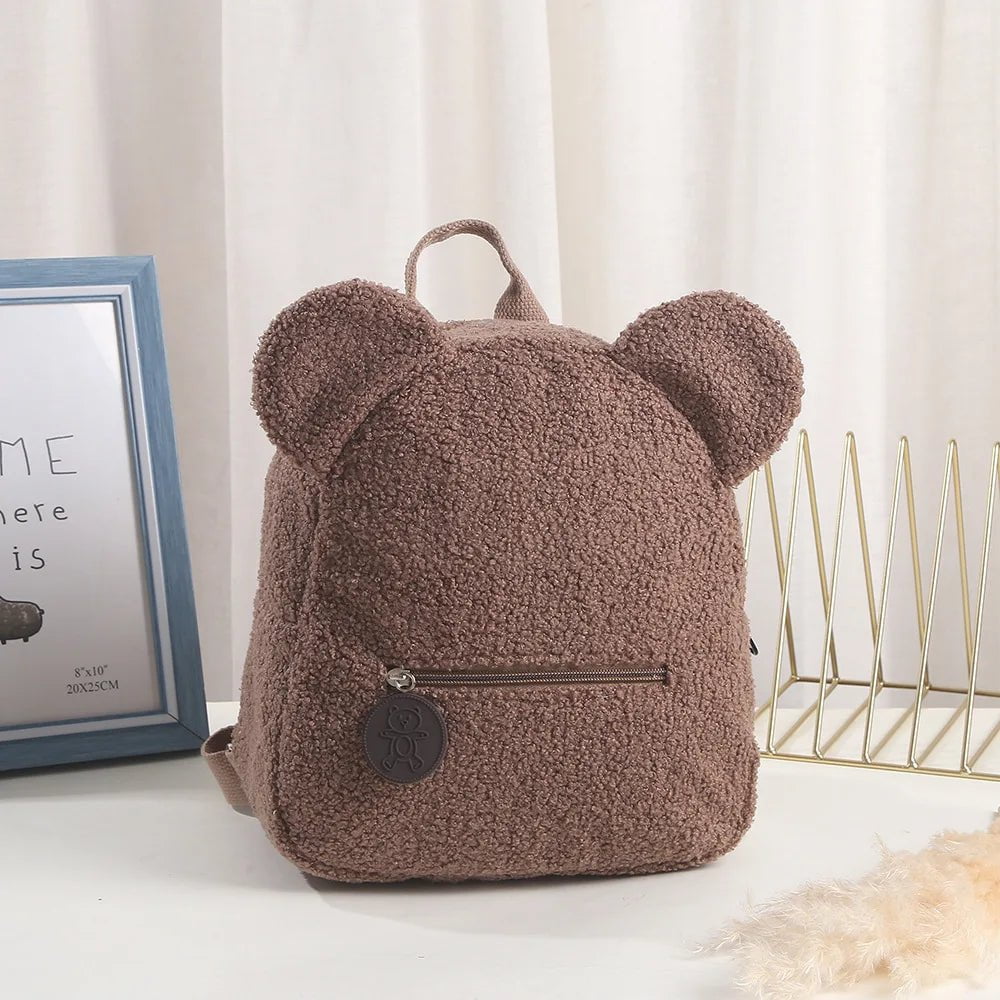 Storazone Coffee Bear / Custom Your Text Customized Embroidery Bear Backpack Embroidered Portable Children Travel Shopping Rucksack Women's Cute Bear Shoulder Backpack