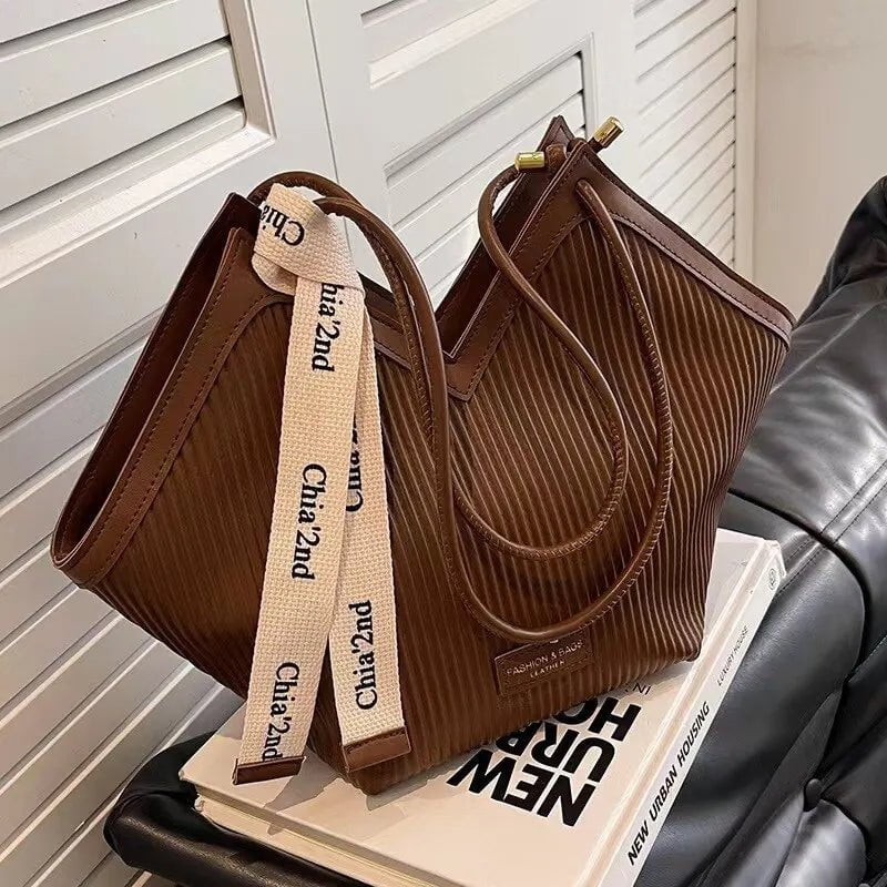 Storazone Coffee color Korean Style Big Bag 2022 Autumn and Winter New Women's Bag Casual All-match Canvas Bag Commuter Shoulder Bag Student Tote Bag