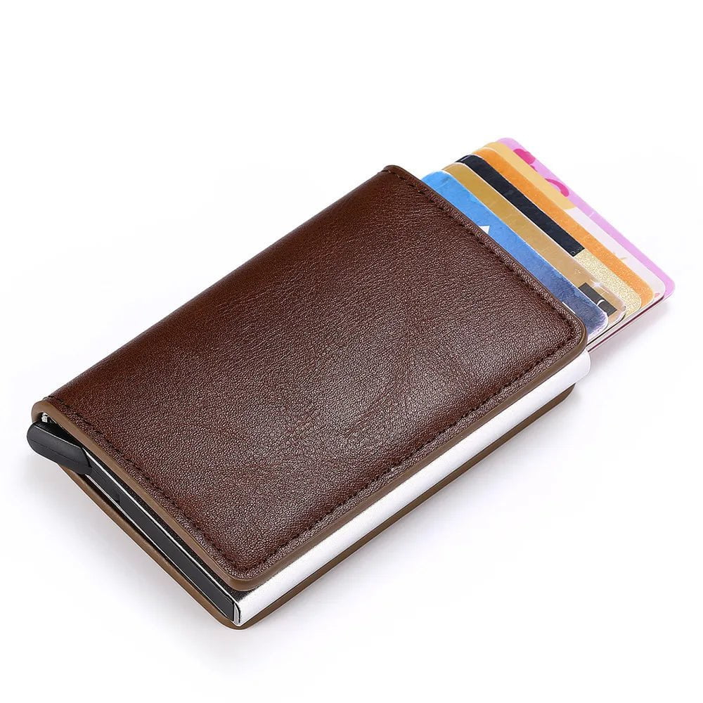 Storazone Coffee Men's Rfid Anti-theft Safe Smart Thin Slim Smart Wallet Credit Card Holder Women Luxury Brand Design Business Cardholder Purse