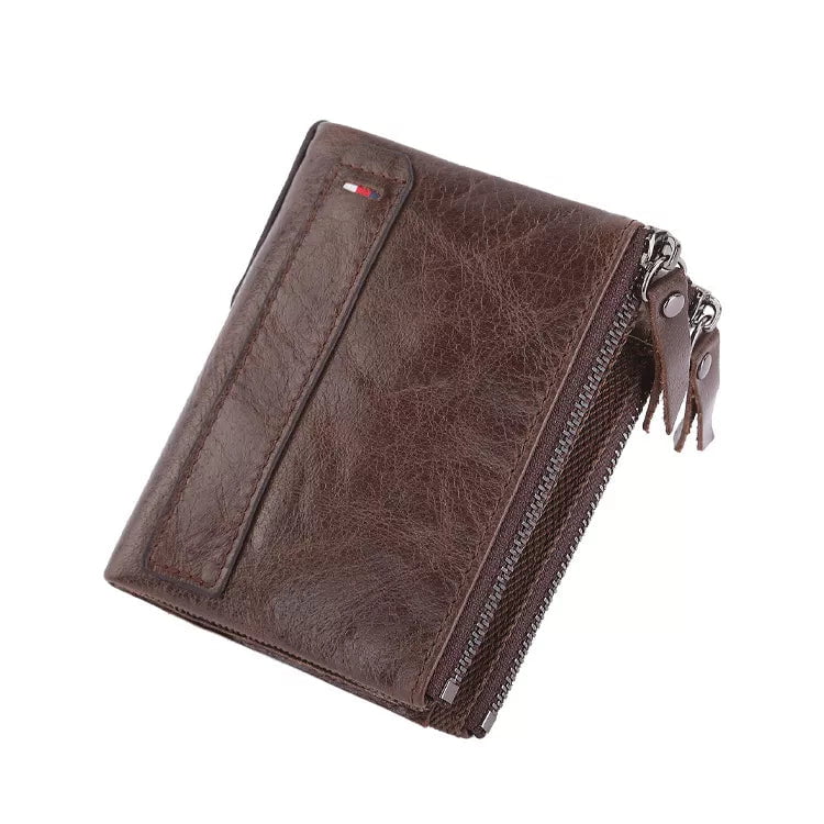 Storazone Coffee Men Wallets 100% Genuine Cow Leather Short Card Holder Leather Men Purse High Quality Luxury Brand Male Wallet