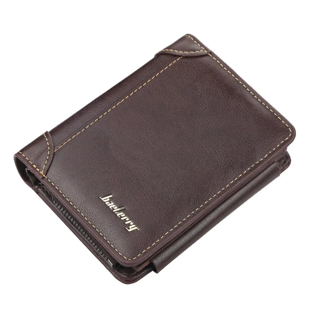 Storazone coffee New PU Leather Men Wallets High Quality Zipper Short Desigh Card Holder Male Purse Vintage Coin Holder Men Wallets