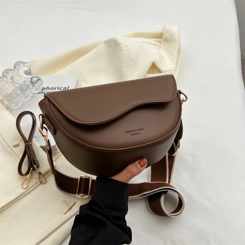 Storazone Coffee Small Leather Saddle Armpit Bags for Women 2023 Summer Chain Shoulder Crossbody Bag Ladies Vintage Underarm Handbags bolsa
