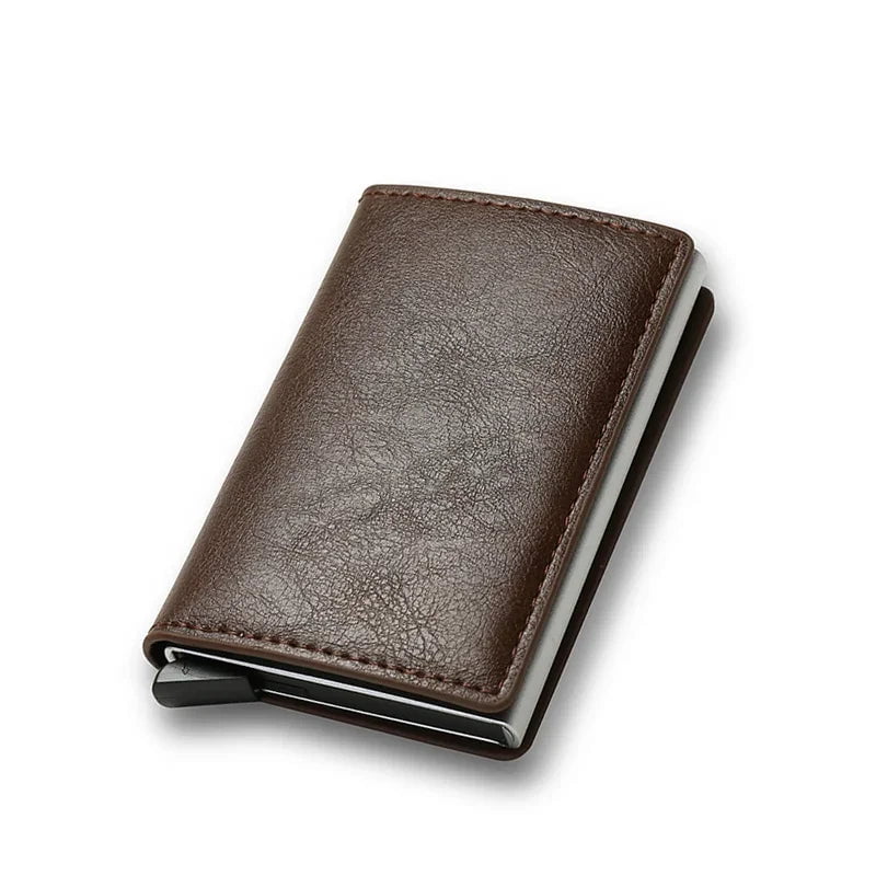 Storazone Coffee Top Quality Wallets Men Money Bag Mini Purse Male Vintage Brown Leather Rfid Card Holder Wallet Small Smart Wallet Pocket Walet
