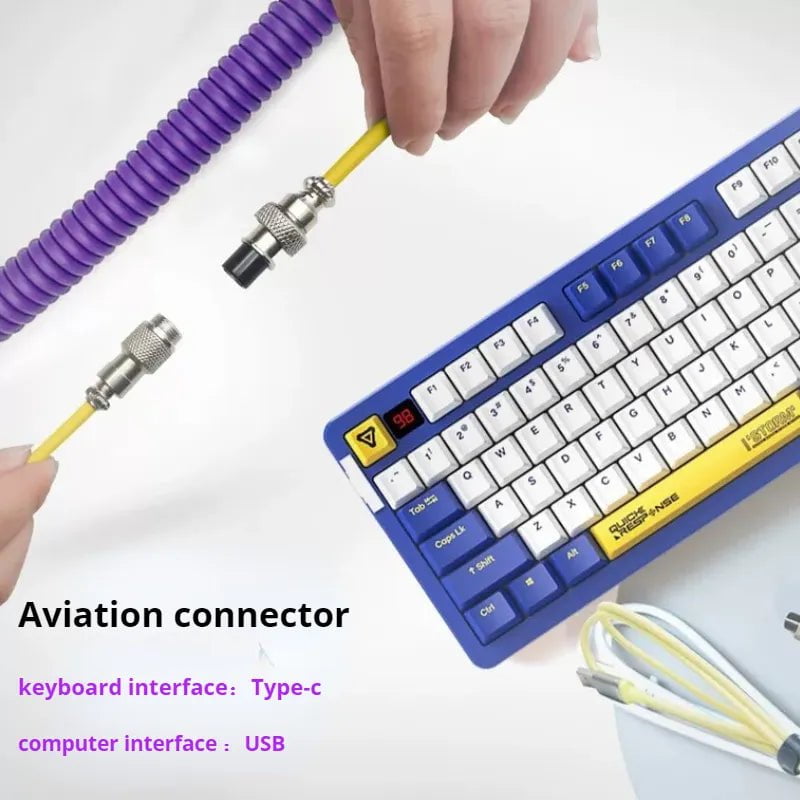 Storazone Coiled cable type C Mechanical keyboard wire USB keyboard cable  mechanical keyboard Aviator Desktop Computer Aviation Connector