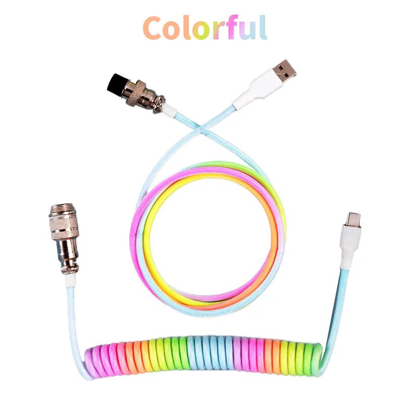Storazone Color / 1.8M-3M 3M Type C Mechanical Keyboard Coiled Cable USB Keyboard Wire Mechanical Keyboard Aviator Desktop Computer Aviation Connector