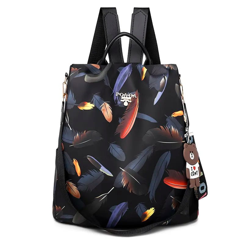 Storazone Colored feathers Factory Sale Multifunctional Anti-theft Backpacks Oxford Shoulder Bags for Teenagers Girls Large Capacity Travel School Bag 2021