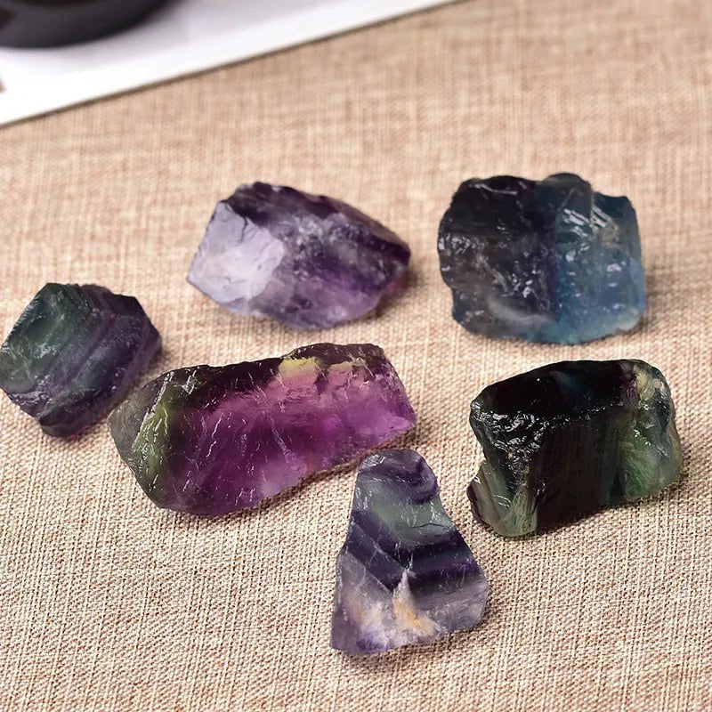 Storazone Colored fluorite / 50g 1PC Natural Crystal Quartz Minerals Specimen Amethyst Rose quartz Irregular Shape Rough Rock Stone Reiki Healing Home Decoration