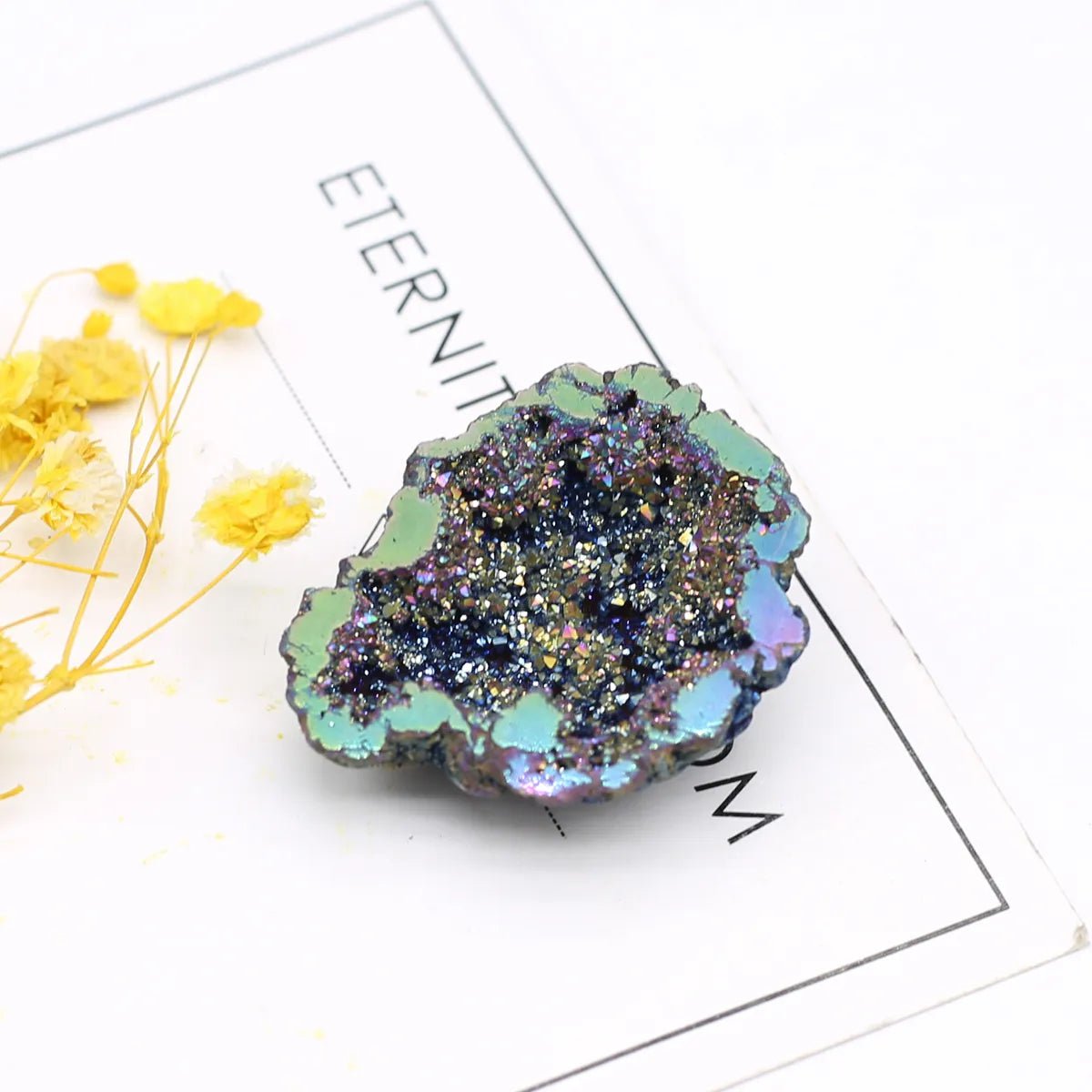 Storazone Colorful / 30-35mm 1PC Natural Agate Electroplated Cornucopia Crystal Cave Raw Stone Bare Stone Display A Mineral Specimen Home Decoration Fortune