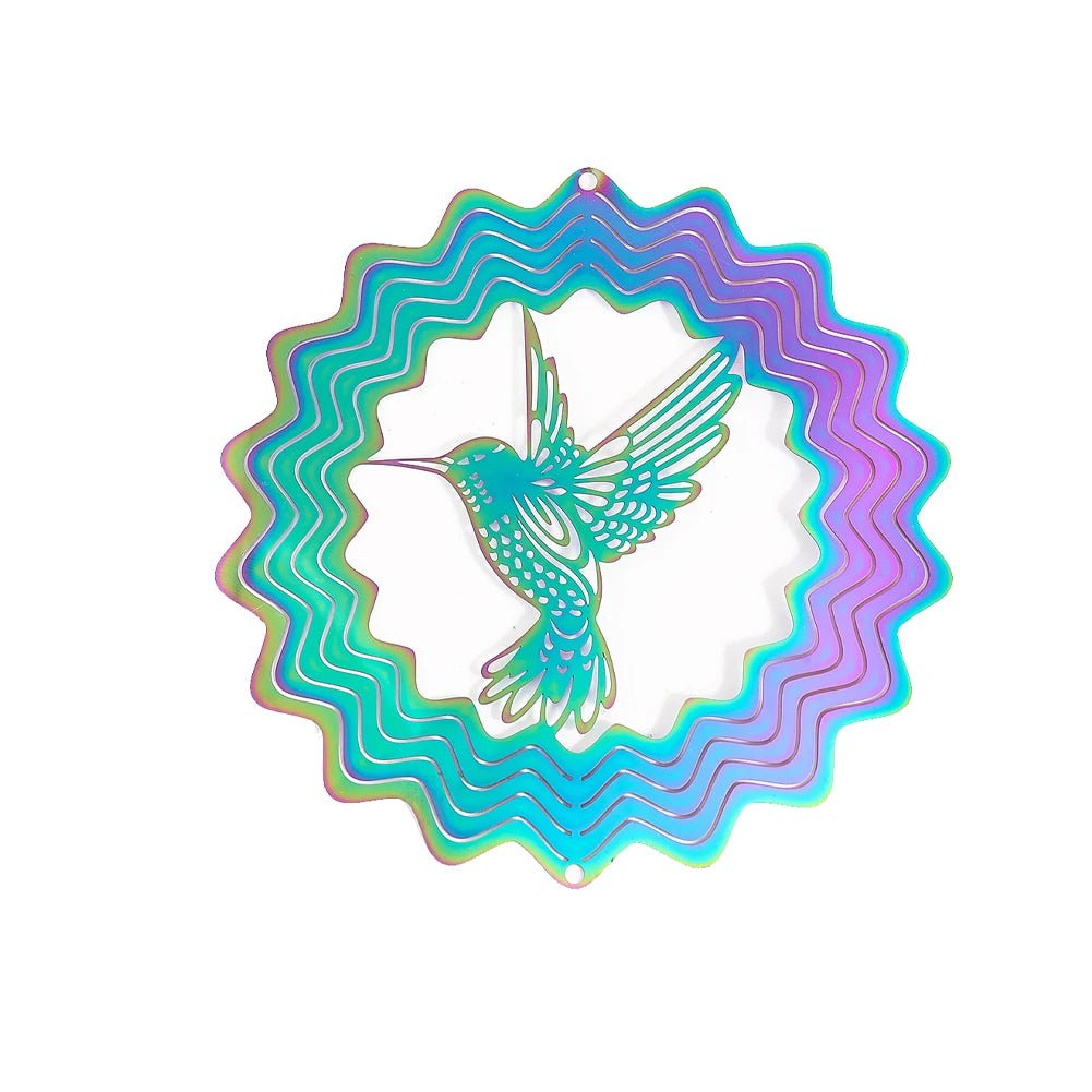 Storazone Colorful 3D Colorful Rotating Wind Spinner Hummingbird Flowing Wind Chimes Yard Garden Hanging Decor Wind Catcher Pendant Bird Deterrent