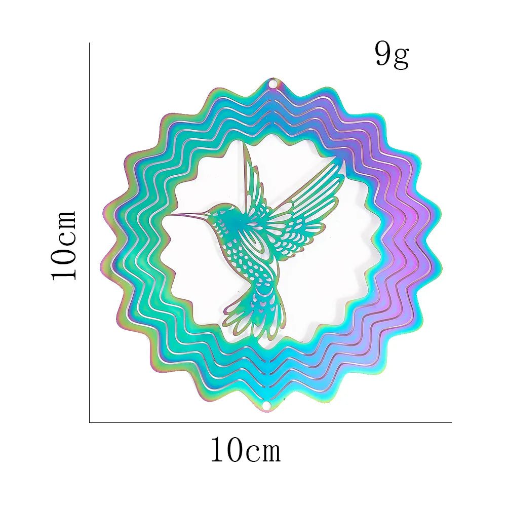 Storazone Colorful 3D Colorful Rotating Wind Spinner Hummingbird Flowing Wind Chimes Yard Garden Hanging Decor Wind Catcher Pendant Bird Deterrent