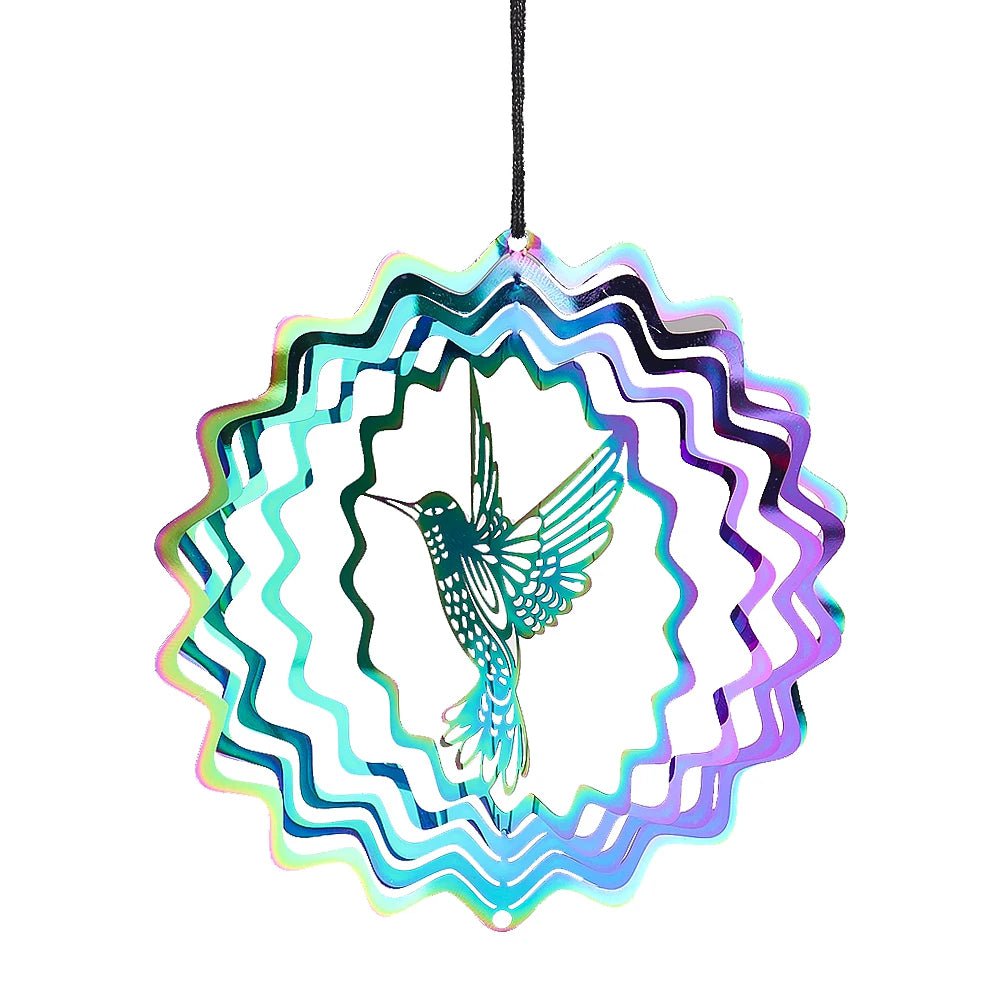 Storazone Colorful 3D Colorful Rotating Wind Spinner Hummingbird Flowing Wind Chimes Yard Garden Hanging Decor Wind Catcher Pendant Bird Deterrent