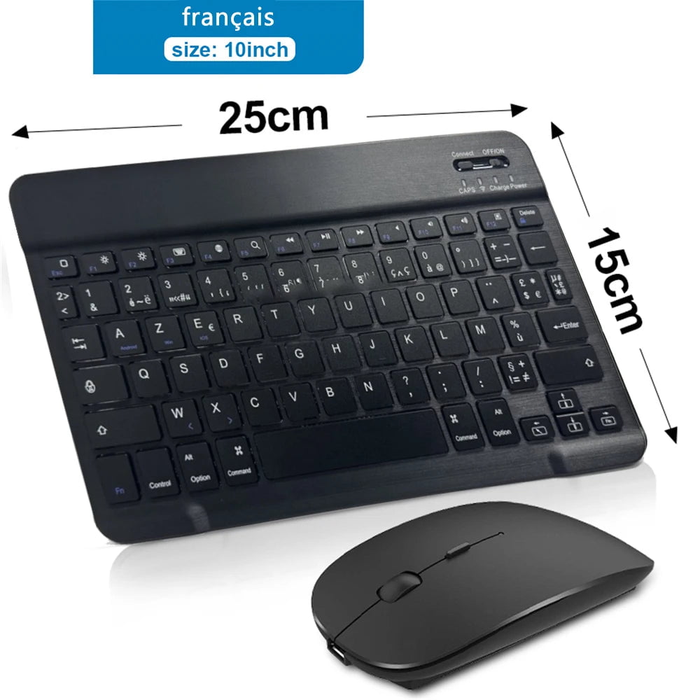 Storazone combination French Bluetooth Wireless Keyboard Mouse For IOS Android Windows Tablet For iPad Air Mini Pro Spanish Korean Portugal Russian Keyboard