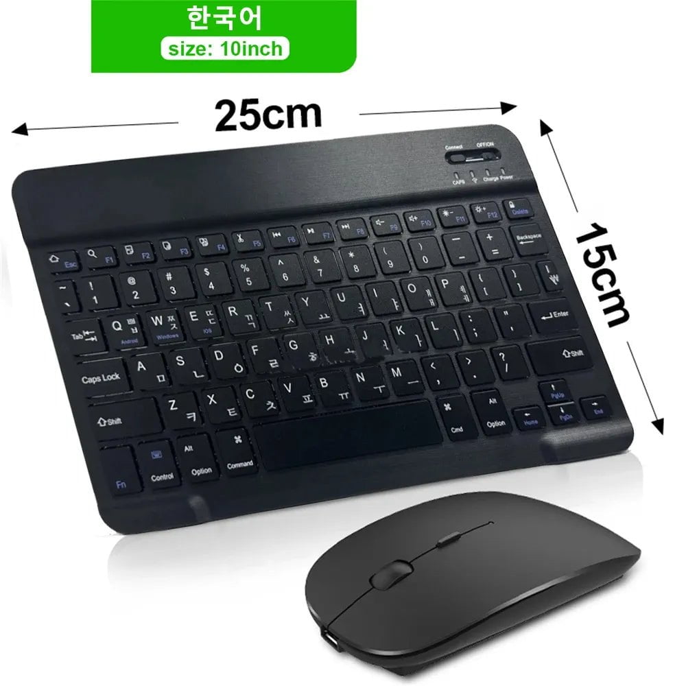 Storazone combination Korean Bluetooth Wireless Keyboard Mouse For IOS Android Windows Tablet For iPad Air Mini Pro Spanish Korean Portugal Russian Keyboard