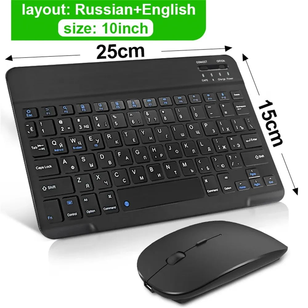 Storazone combination Russian Bluetooth Wireless Keyboard Mouse For IOS Android Windows Tablet For iPad Air Mini Pro Spanish Korean Portugal Russian Keyboard