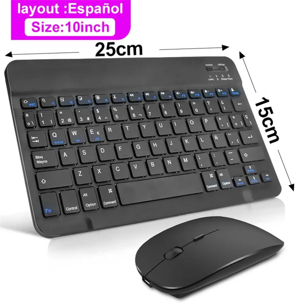 Storazone combination Spanish Bluetooth Wireless Keyboard Mouse For IOS Android Windows Tablet For iPad Air Mini Pro Spanish Korean Portugal Russian Keyboard