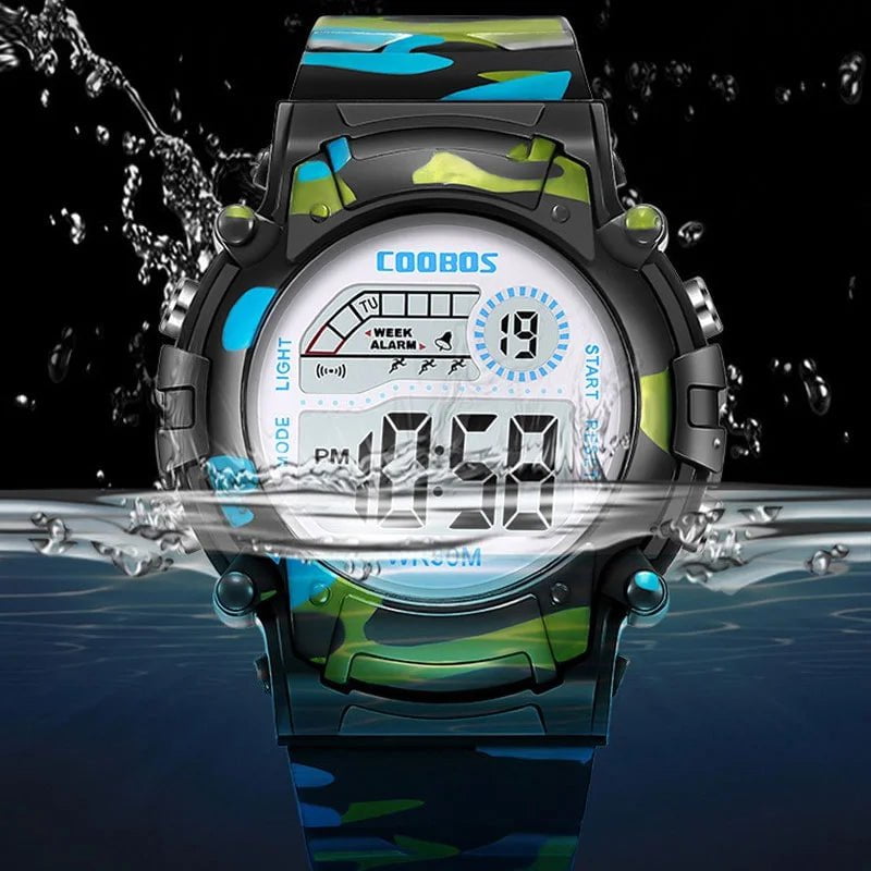 Storazone COOBOS Children Watch Navy Blue Camouflage Kids Watch Sport LED Digital Watch Waterproof Luminous Watches For Student Boys Girls