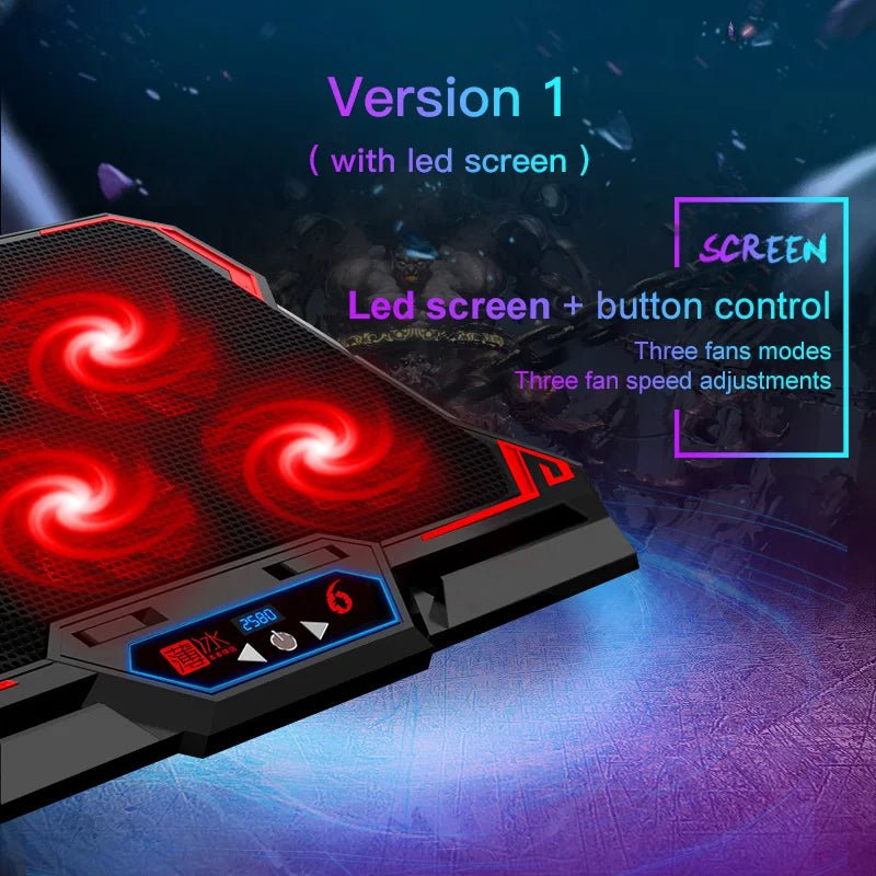 Storazone COOLCOLD 17inch Gaming Laptop Cooler Six Fan Led Screen Two USB Port 2600RPM Laptop Cooling Pad Notebook Stand For Laptop