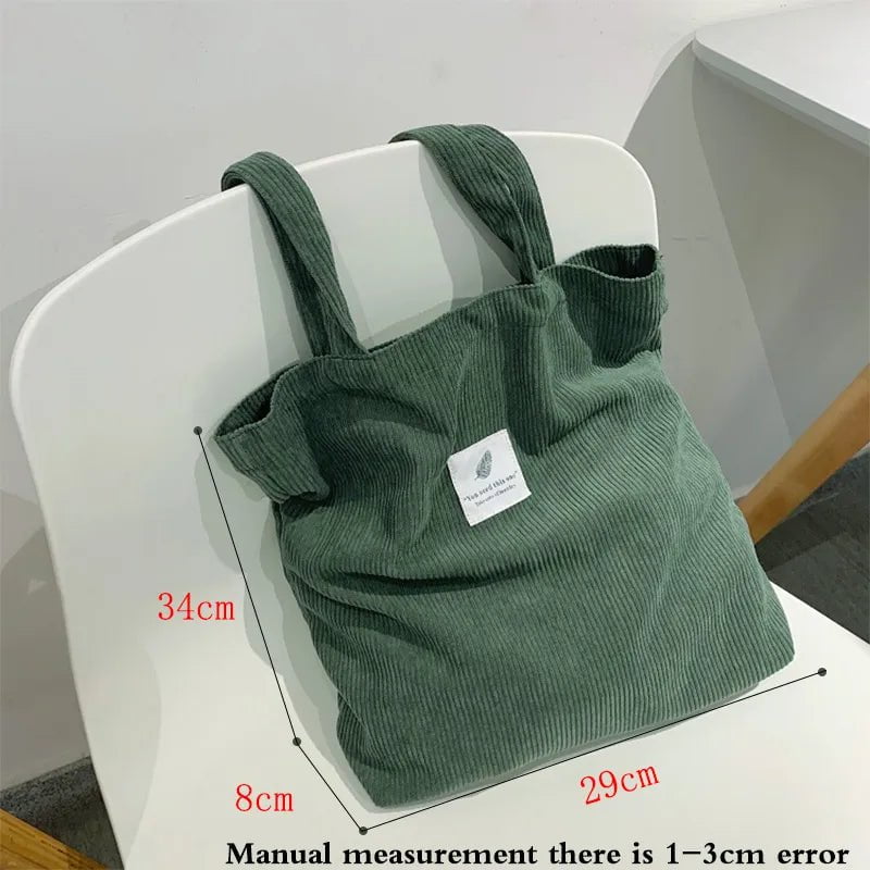 Storazone Corduroy Bag Handbags for Women Shoulder Bags Female Soft Environmental Storage Reusable Girls Small and Large Shopper Totes Bag